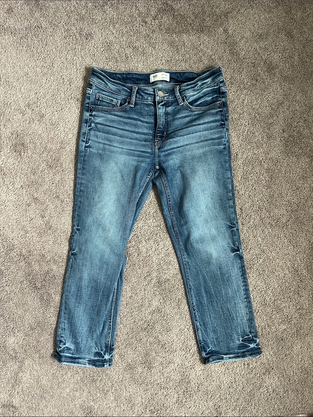 BKE Women's Washed Blue Ankle Crop Slim Jeans